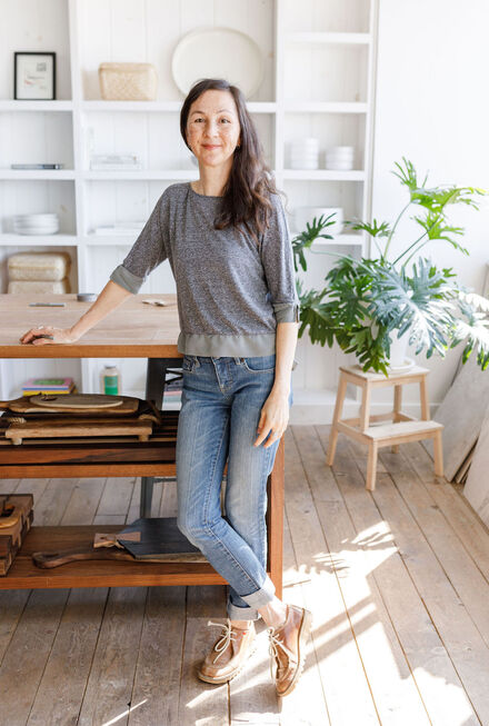 Owner + lead consultant Sachiko Kiyooka in sunny loft space