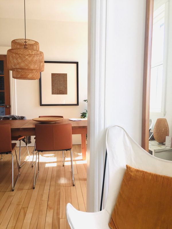 white + wood minimalist dining room 